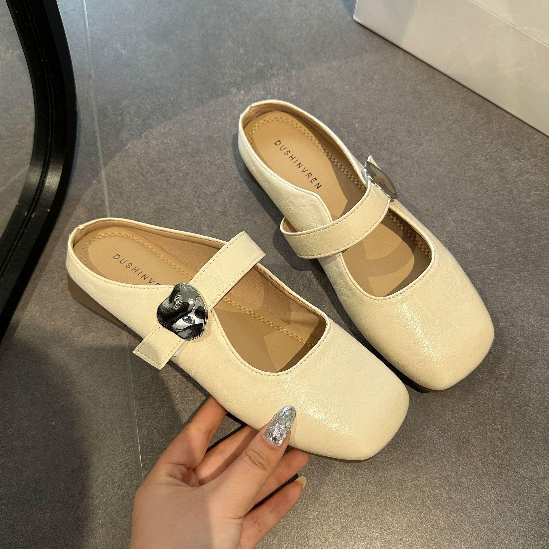 

Сумка с плоским дном, голова и полутапочки для женской летней верхней одежды 2025, новая универсальная юбка с мягкой подошвой и прохладные тапочки на одном педале 40