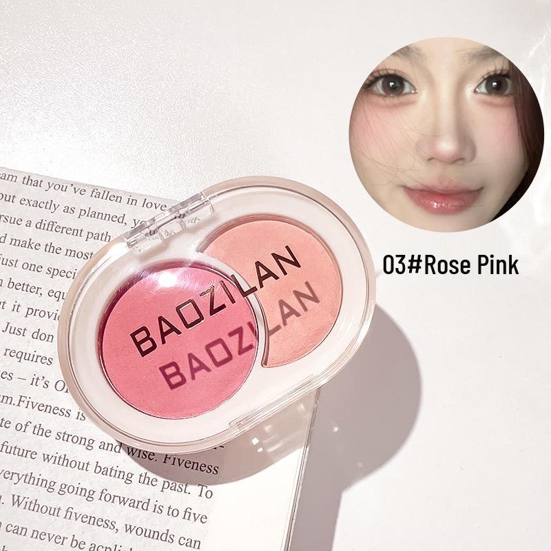 Baozhilan Matte Two-Color Blush & Contour Palette - Natural Finish, Non-Caking, Light Whitening Effect.