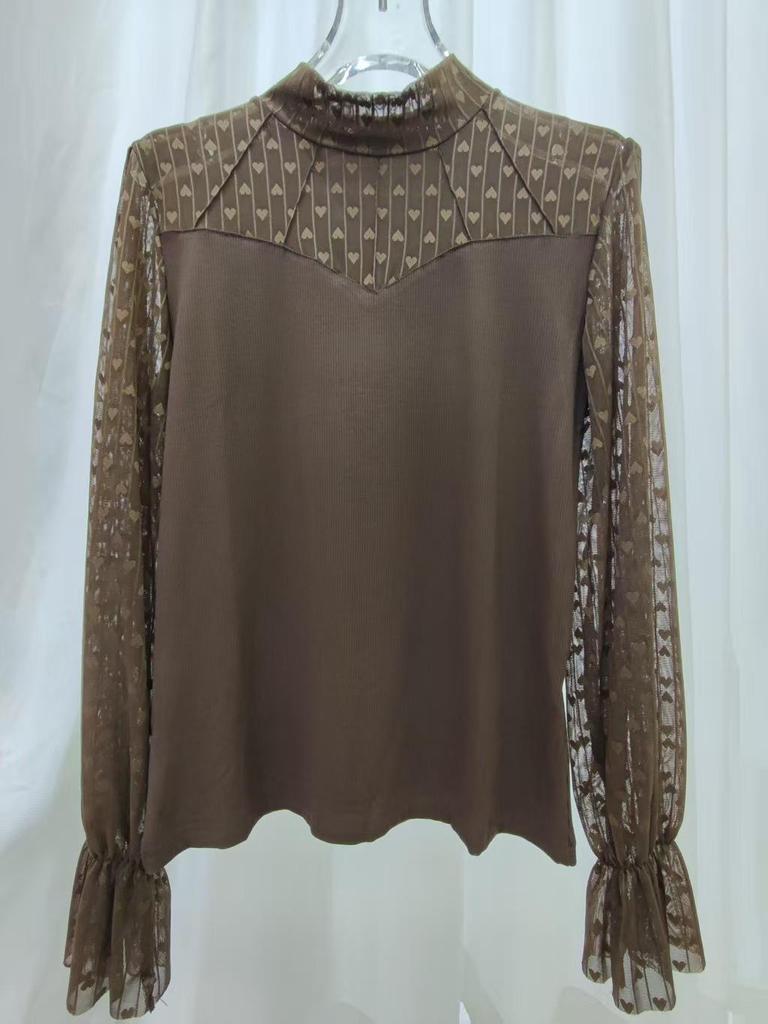971 Women's Lace Mesh Top - Autumn/Winter Socialite Style T-Shirt
