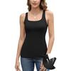 Chamleaks Women's Tank Top with Built In Bras Adjustable Wide Strap Padded Camisole Summer Cami Shirts