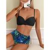 European and American Sexy Bikini Swimsuit High Waist Cross Straps Gather To Cover The Belly and Look Thin Split Swimsuit