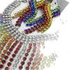 Exaggerated Colorful Rhinestone Necklace Earrings Set, Luxury Full Diamond Tassel Necklace Earrings Jewelry Set
