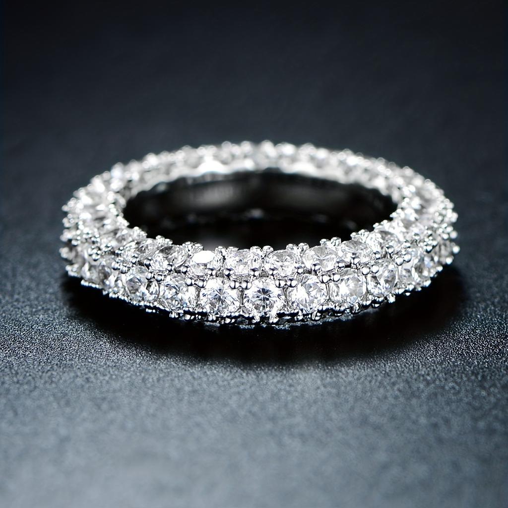 Three-Sided Zircon Ring Full Diamond Hip Hop Diamond Ring