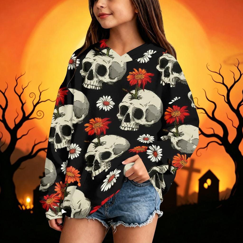 Kids' Casual Halloween Print Hoodie Sweatshirt for Boys and Girls