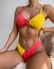 Damski strój kąpielowy Colorblock Ring Seksowne bikini bez pleców Brazylijskie stroje kąpielowe