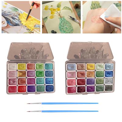 Watercolor Paint Set Shimmer Metallic Paints Set Colorful Pearlescent Watercolor Paints for Painting Enthusiasts
