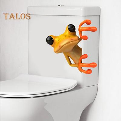 Frosch-Badezimmer-Toilettenaufkleber, wasserdicht, mattiertes PVC-Material, Frosch, langlebige Toilettendekorationen
