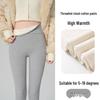 High Waist Warm Fleece-Lined Leggings - Vertical Stripe, Matte, Slimming Cotton for Autumn/Winter