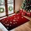 1pc Christmas Red Background Snowflake Print Doormat - Cozy Christmas Welcome Mat - Christmas Indoor Decorative Rug Mat, Flannel Material 1.2cm Thicke
