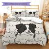 Border Collie Muster Bettwäsche Steppdecke Set Bettbezug Kissenbezug Heimdekoration Geburtstagsgeschenk (1 Bettbezug + 2 Kissenbezüge, ohne Füllung)