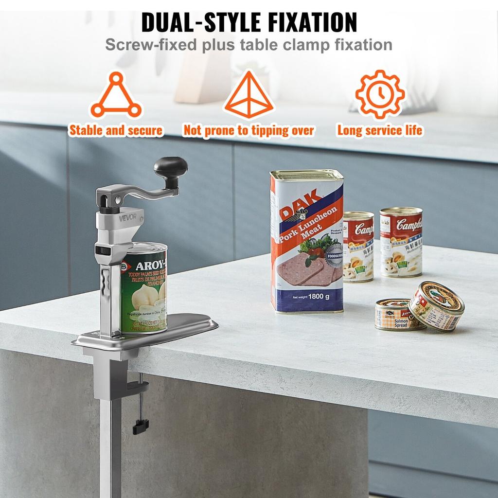 Commercial Can Opener, Heavy-Duty Manual Tabletop Cans Opener for Cans Up To 300 Mm Height, Height-Adjustable Can Openers Fixed with Screws & Table