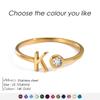 EMANCO Birthstone Initial Custom Ring Open End Ring Stainless Steel Name Custom Jewelry Women's Ring