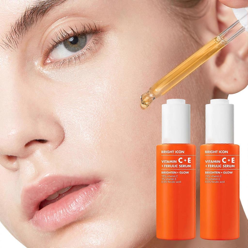 SKIN Bright Icon Vitamin C + E + Ferulasäure Serum, Aufhellendes & Beruhigendes Gesichtsserum, Gleicht den Hautton aus, Vegan & Tierversuchsfrei