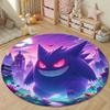 1PC Japanese Games P-Pokemon G-Gengar Print Round Carpet Rug for Living Room Bedroom Carpet Flannel Non-slip Rugs Gift Potdemiel