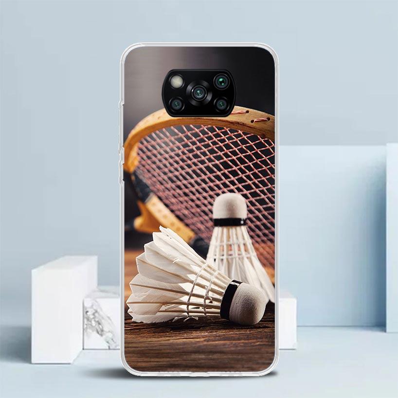 Badminton Sport Phone Case For Xiaomi Poco F7 Ultra X5 X6 X7 Pro M7 Redmi 15C 15 13C 13 12C 12 10C 10 10A 9 9C 9A 9T Cover Poco