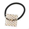 Alloy Square Pearl Rhinestone Hair Bands Elastics Ties Ponytail Holder