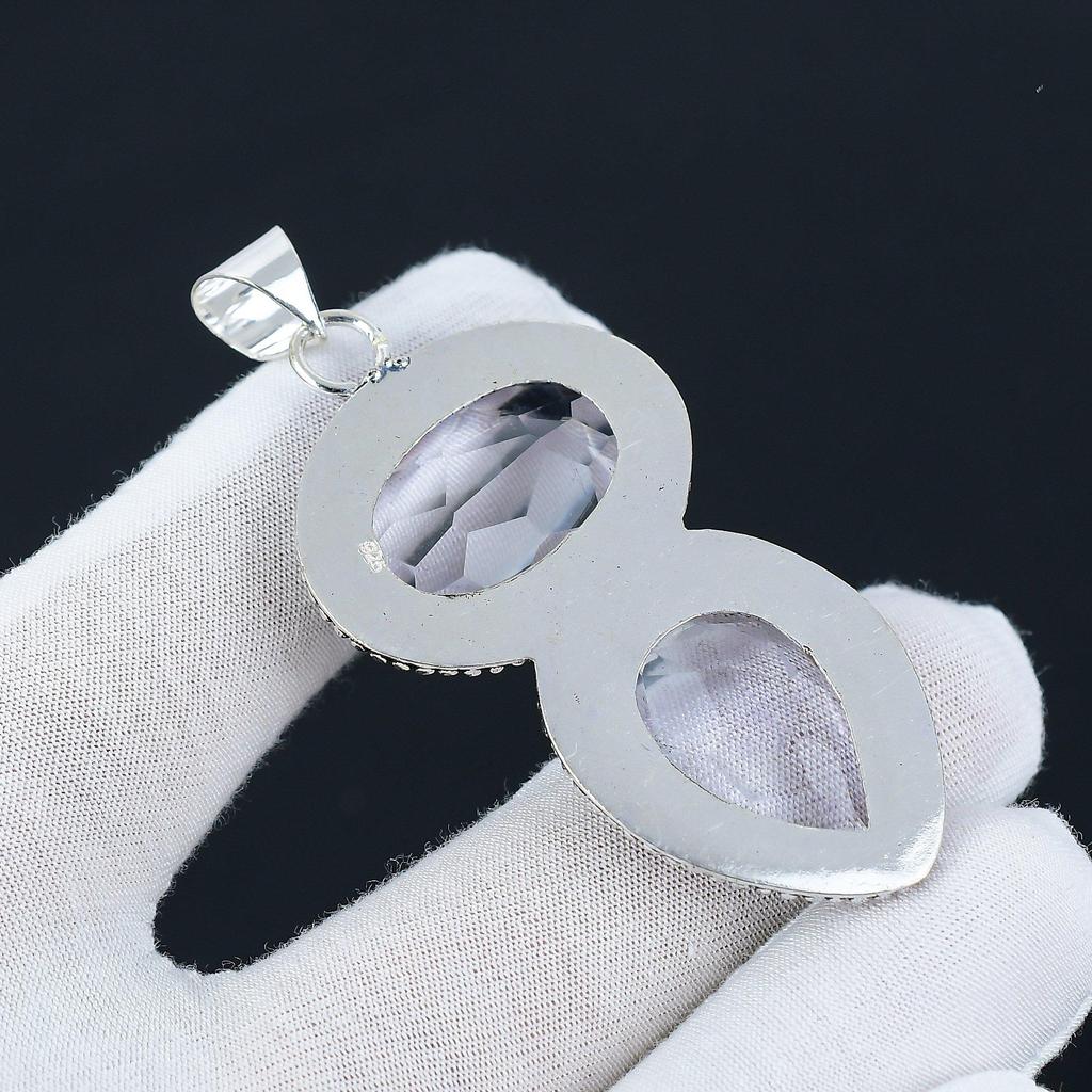 White Topaz Gemstone Handmade 925 Sterling Silver Jewelry Pendant, Handcrafted Jewelry, White Jewelry Pendant Necklace, Thanks Giving Gifts