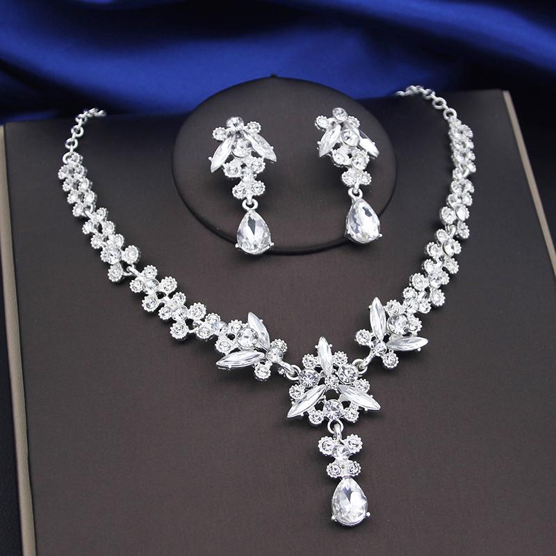 Purple Crystal Bridal Jewelry Sets Women Tiaras Bride Necklace Earrings for Wedding Crown Jewelry Set Prom