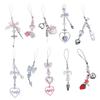 Fashion Phone Charm with Bowknot and Cross Pendant Unique Phone Lanyard Keyring Keychain Wing Heart Phone Strap Party