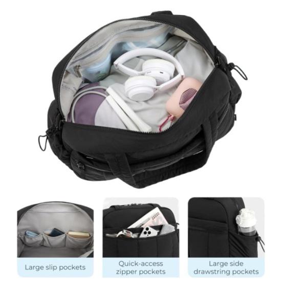 Travel Bag with Large Waterproof PVC Pocket for Wet And Dry Separation Storage Gym Bag with Handle And Shoulder Strap 5 Exterior Pockets Carry-on Bag