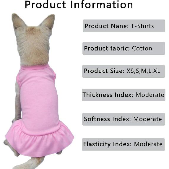 Dog Skirt Shirts, Puppy Dresses for Small Dogs Girls, Pet Clothes Doggy Apparel, Comfortable Summer Shirt Beach Wear Clothing, Outfits for Medium