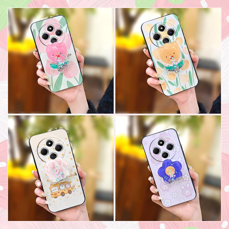 Silicone Dirt-resistant Phone Case For Redmi A4 5G Durable Cute Waterproof Quicksand protective Cartoon Soft Case TPU