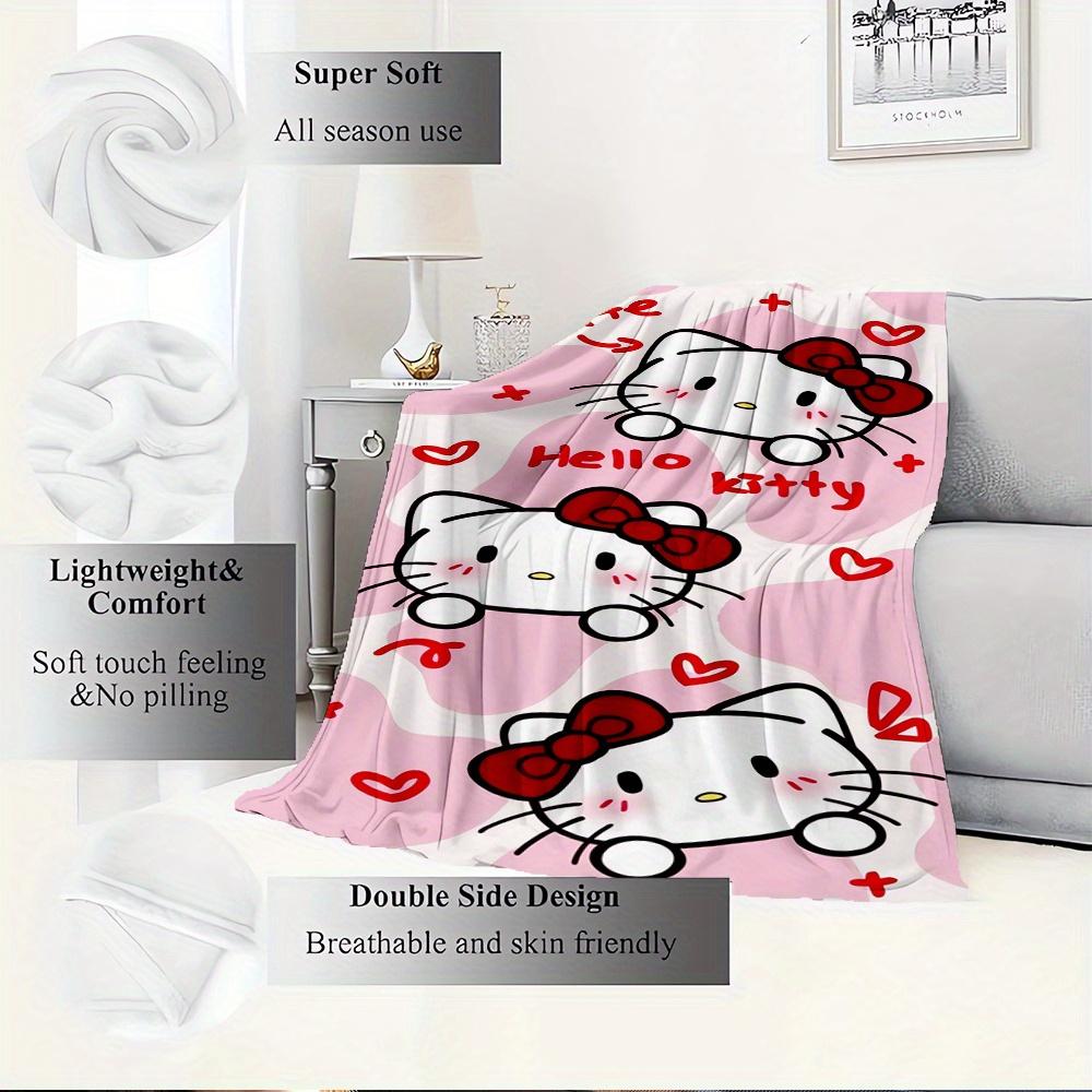 1pc Cute, Hello Kitty, BowDigital Print Fleece Blanket - Contemporary Style, Suitable for All Seasons, Perfect for Home, Travel, or Camping