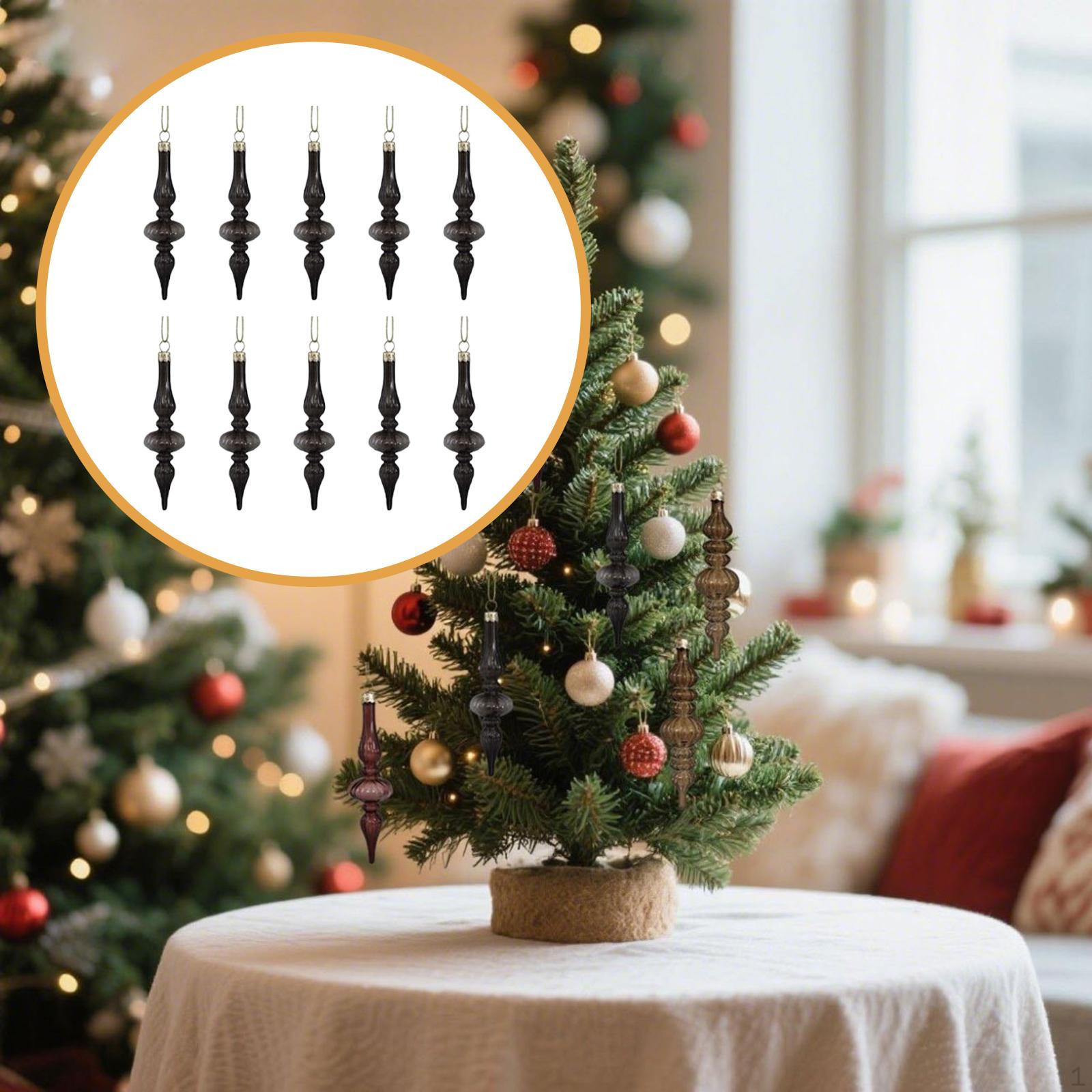 

10 Pieces Glass Christmas Ball Drop Vintage Decorations Farmhouse Finial Ornaments for чёрный