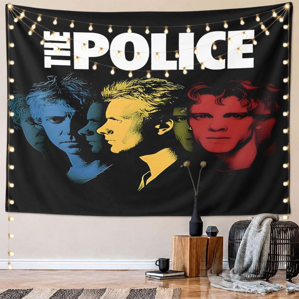 "The Police Band Colorful Portrait Design" Pattern Wall Hanging Tapestry Decorative Tapestry Home Decor for Bedroom and Living Room