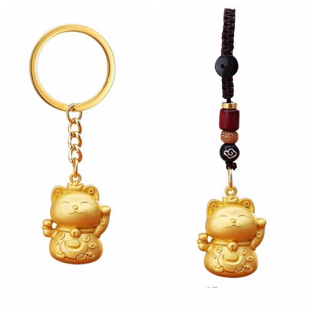 Cartoon Cat Keychain Zinc Zinc Zinc Alloy Cat Bag Pendant Cute Maneki Neko Key Chain  Male
