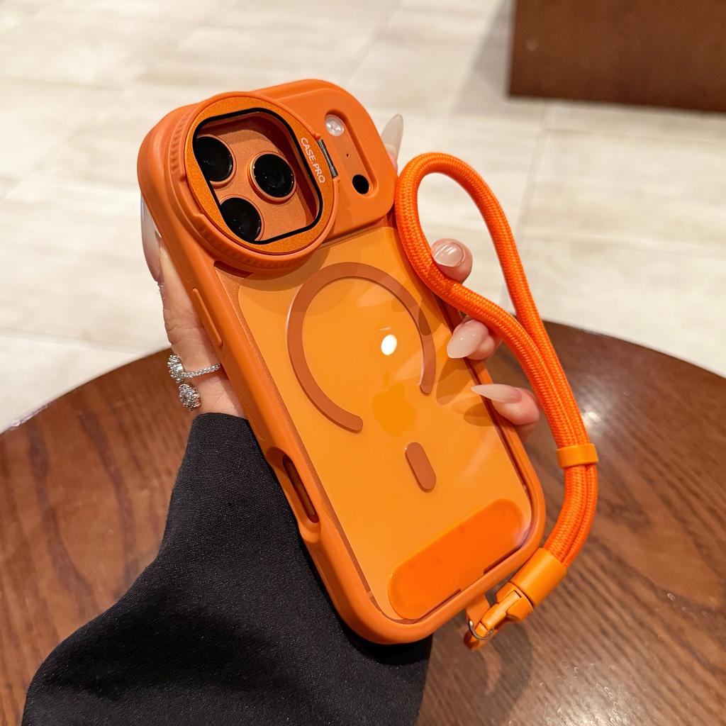 Transparent for Magsafe Lanyard Bracket Case for iPhone 17 16 15 14 Pro Max 12 13 11 Magnetic Hand Wrist Strap Stand Clear Cover
