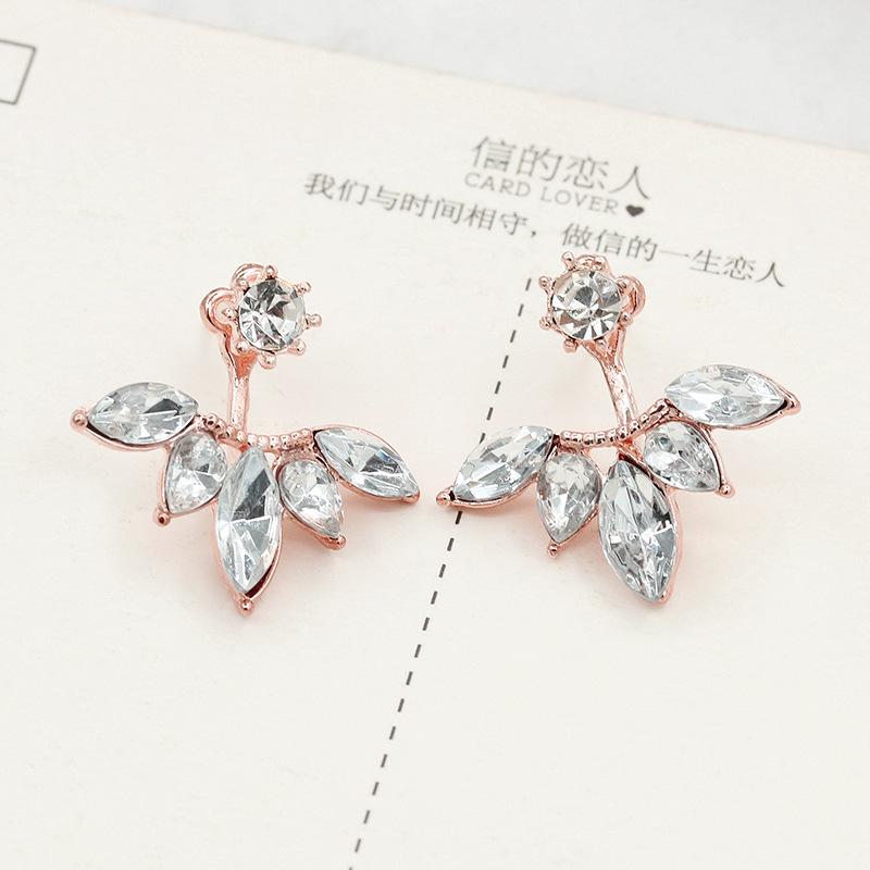 

Пара женских модных элегантных серег-гвоздиков со стразами и кристаллами, 3 цвета розового золота