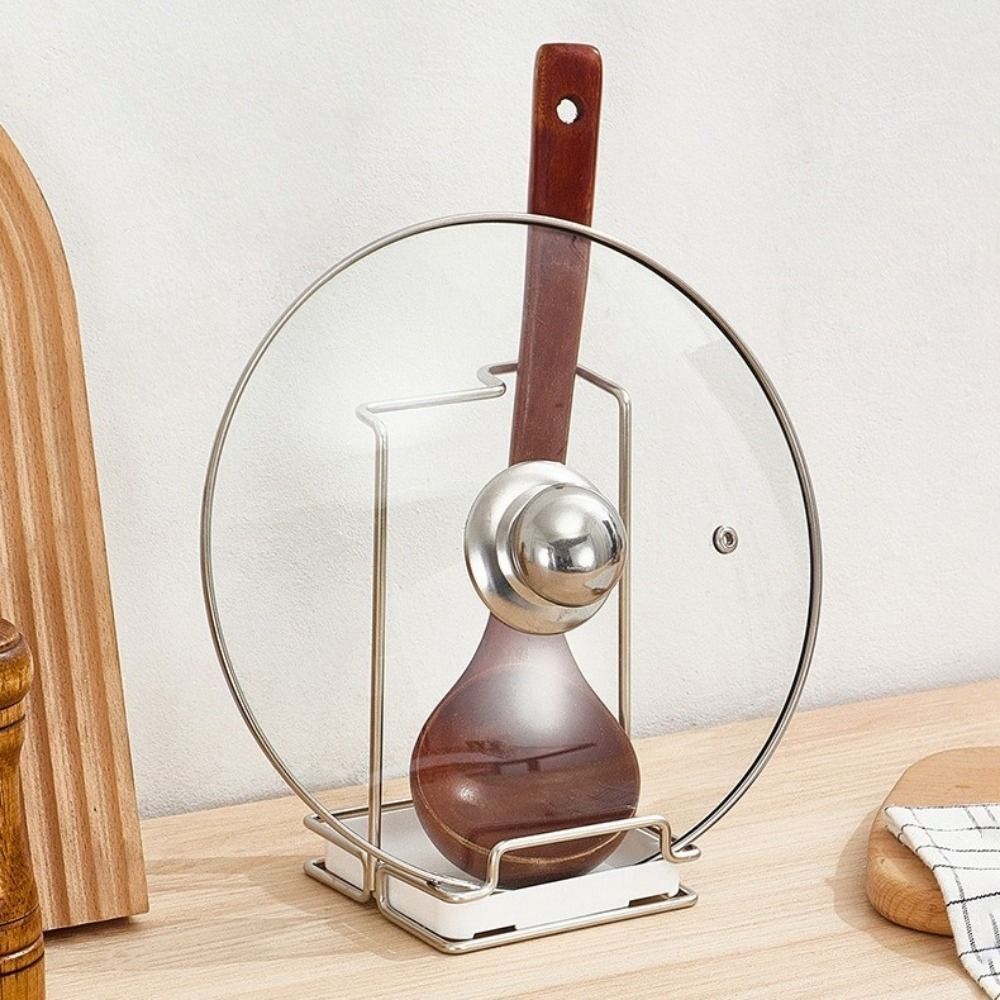 Non-Tipping Pot Lid Rack Rust-proof Spoon Rest Shelf Phone Holder Spatula Holder  Cooking Utensils
