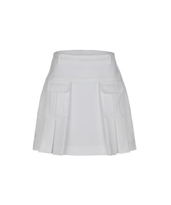 Raub Out Pocket Pleated Skirt_White