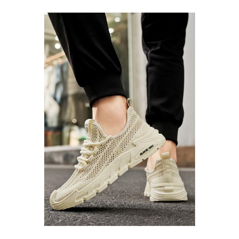 Mens Breathable Hollow Out Mesh Thick Sole Casual Sports Walking Sneakers