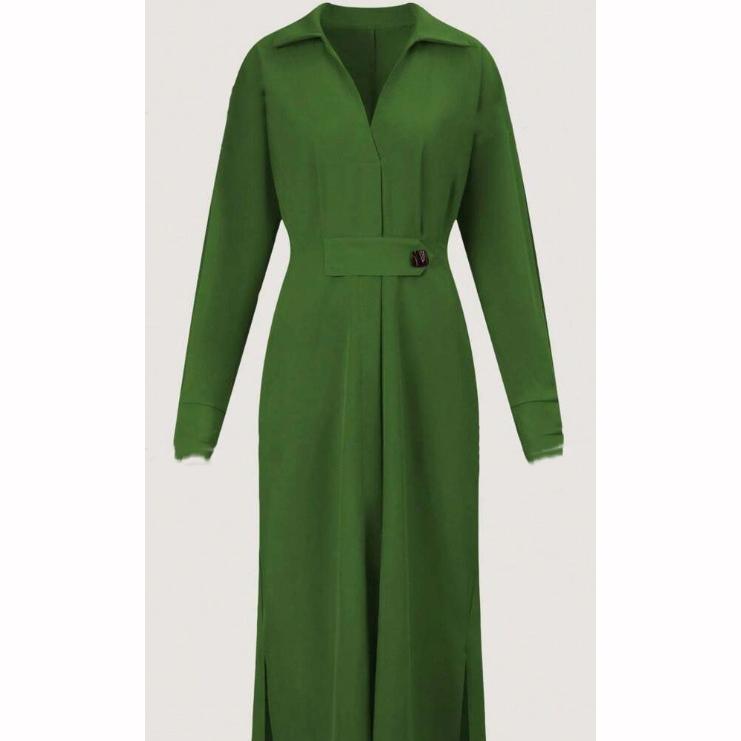 European American Women's Blue Dress Elegant Temperament Spring Summer Commuter Long Sleeved
