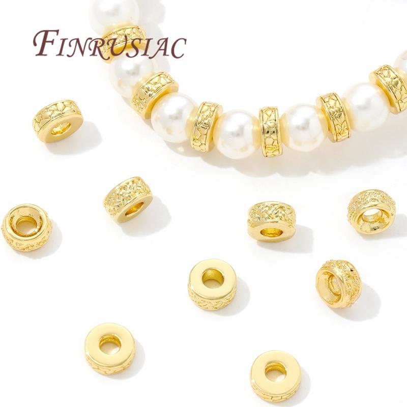 18K Gold Plated Brass Spacer Beads For Bracelets Accessories,Separator For Beads,DIY Jewelry Making Supplies,Round Metal Bead