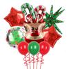 Christmas Red And Green Exploding Star Aluminum Film Latex Balloon Set, Gingerbread Man Cute Penguin Snowman Party