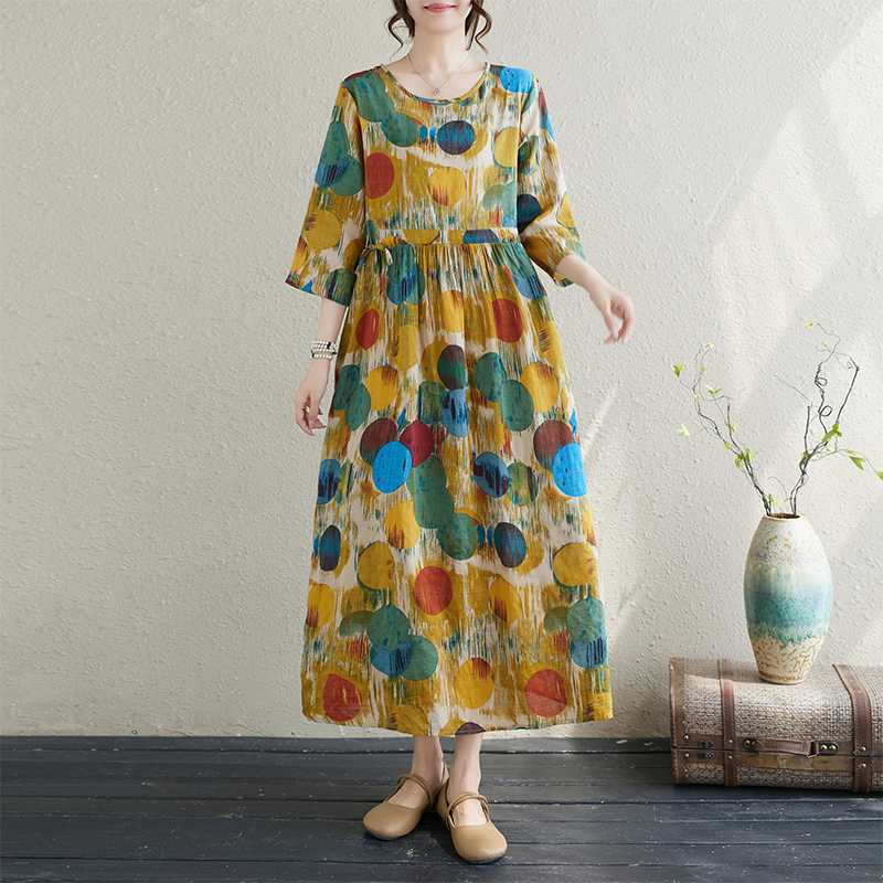 

Женское хлопковое платье вафельной вязки 2XL жёлтый