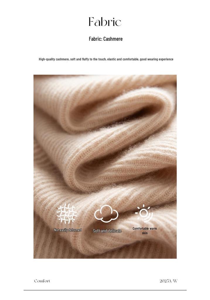 Women's V-Neck Loose Cashmere Pullover - Soft, Skin-Friendly, Fashionable Slim-Fit Knit Sweater