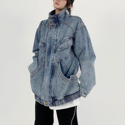 Spring and Autumn Retro Design Cowboy Jacket Long Sleeve Personalized Outdated Loose Coat