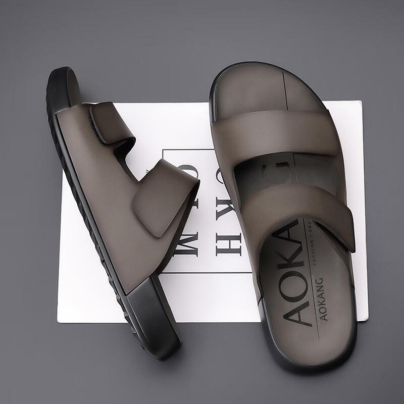 Aokang New Men's Summer Casual Slide Sandals Soft Sole Beach Shoes