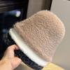 New All-match Thick Furry Knitted Fisherman Hat for Women in Autumn and Winter To Prevent Cold and Keep Warm and Show Face Small Bucket Hat Basin Hat