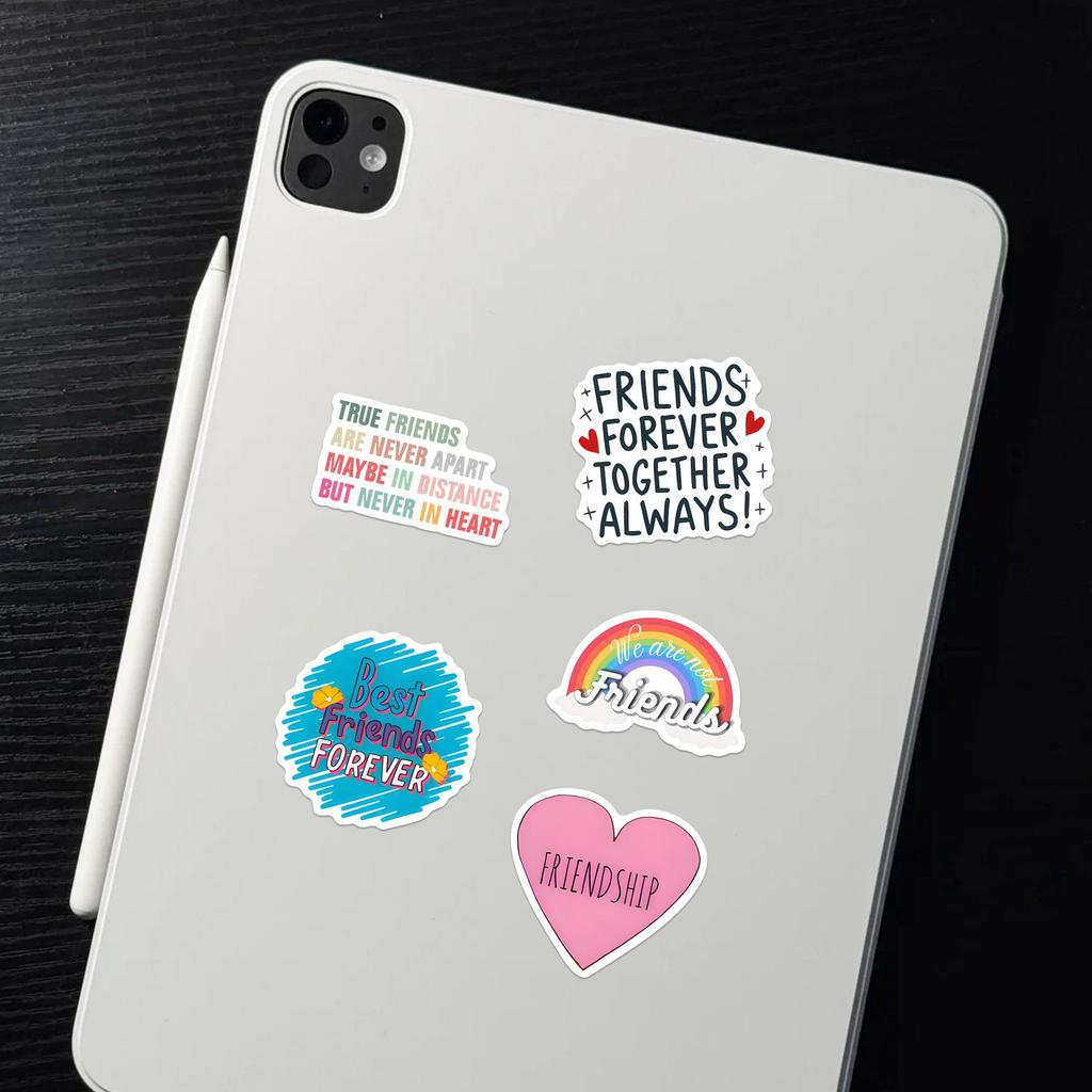 50 PVC Sheets: Friendship Motivational Phrase Stickers for DIY Journals and Decoration