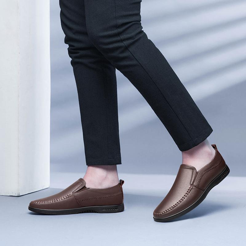 Fashion 2025 New Flats All-match Dresses Shoes Genuine Leather Fashion Men's Casual Footwear Fashion Loafers Brand Mens Business Shoes