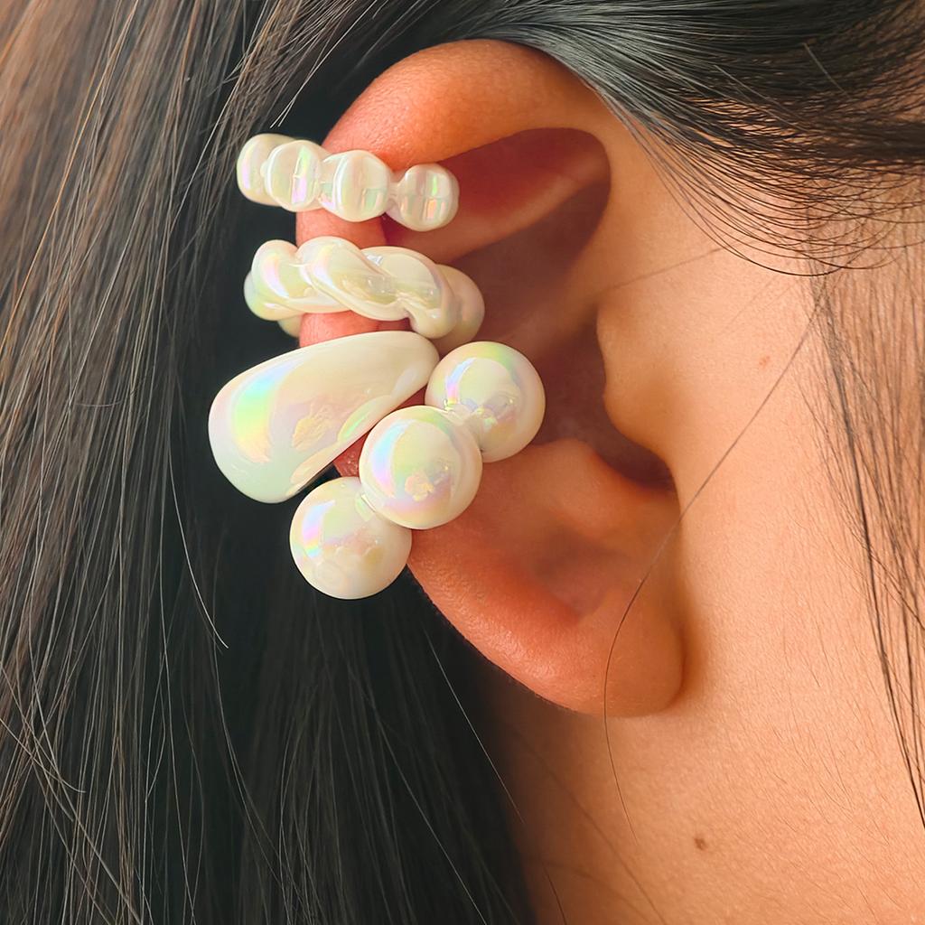 4PCS C-ring No Ear Hole Clip Earrings Ear Bone Clips Transparent Colorful Dopamine Simple High-end Earring Set Jewelry
