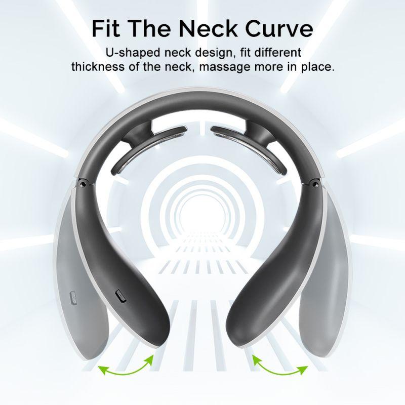 EMS Electric Neck and Shoulder Massager 6 Modes 9 Levels Head and Cervical Spine Massager Adjustable Heat Cervical Vertebra Relax Pain Relief