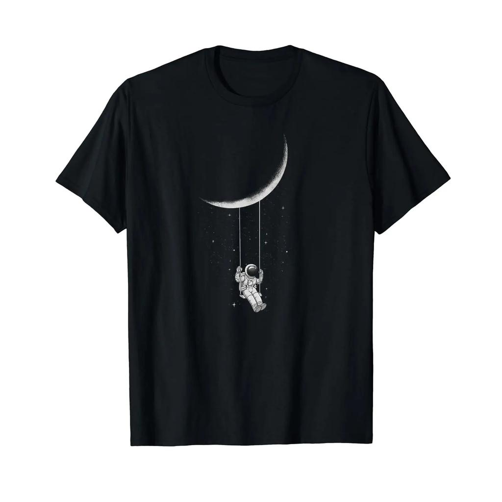 Astronaut Moon Swing Universe Childrens T Shirt Vintage Streetwear Slightly Versatile Designer Clothes