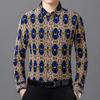 Spring Autumn New Men Clothing Thin Vintage Shirts Lapel Printing Pocket Single Breasted Fashion Business Loose Long Sleeve Tops