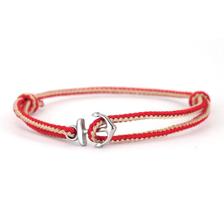 

New 7 Colors Ocean Style Anchor Bracelet For Men Stainless Steel Buckle Adjustable A Grade Thin String Braslet Hand Accessories червоний